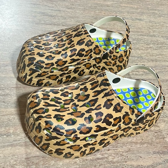 Animal print (leopard print) platform clogs - Picture 7 of 12